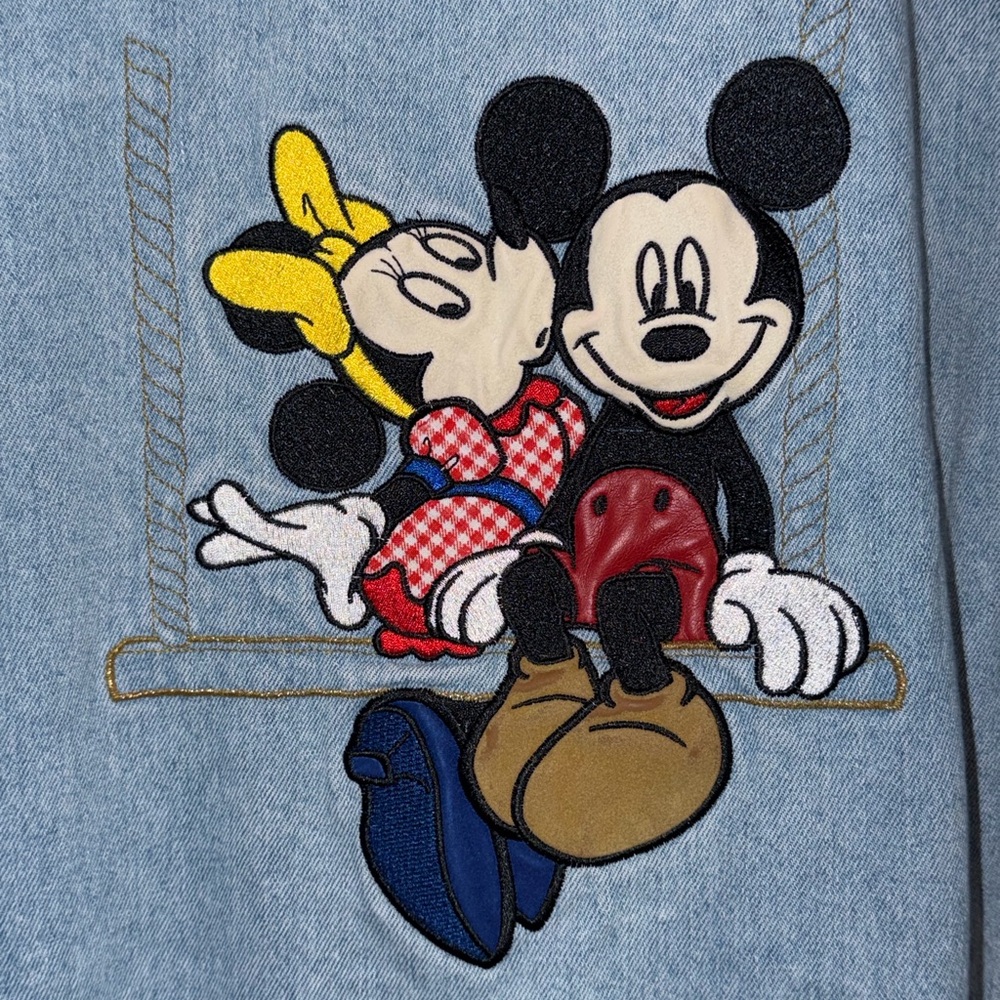 VTG. Mickey BY Jerry Leigh Mickey and Minnie Embroidered Design Jean Jacket - Picture 3 of 14